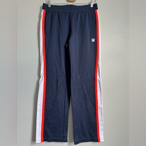New Fila Track Pants, medium, blue w/sport stripes, straight- wide leg joggers